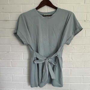 Jessica Simpson Maternity Blue Tie Front Cuffed Sleeve T-Shirt